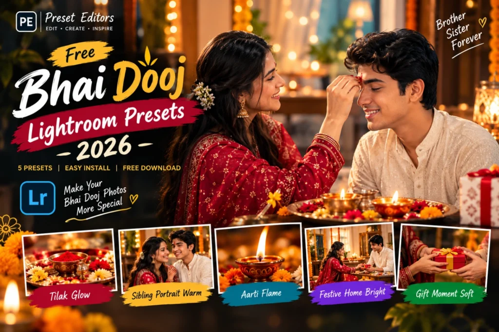 Bhai Dooj Lightroom Presets 2026: Aarti Warm Tones